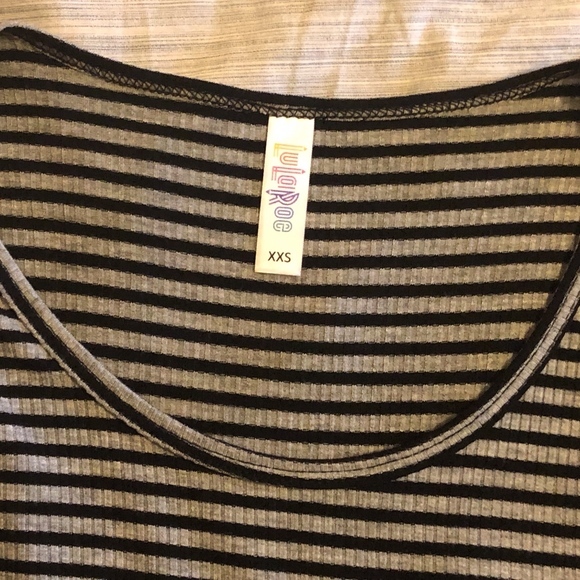 LuLaRoe - Gray & Black Striped Tee ((XXS)) - Picture 4 of 6